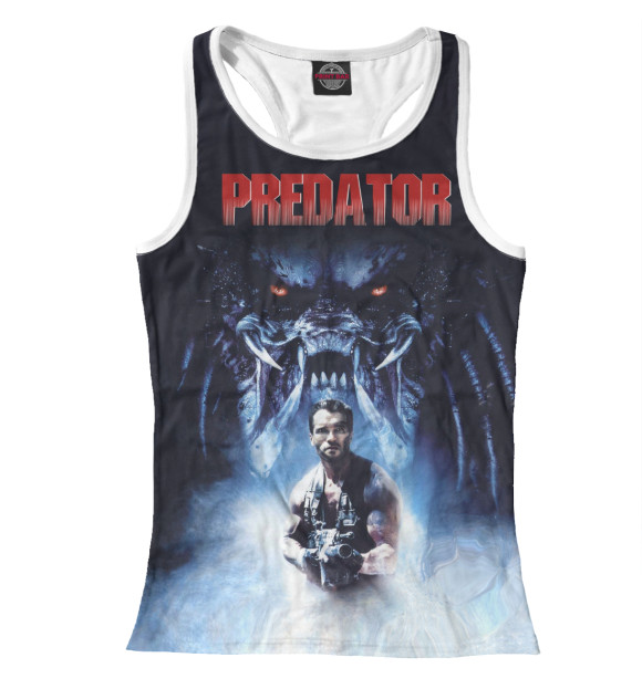 Женская майка-борцовка с изображением Хищник цвета Белый