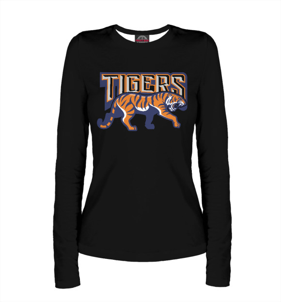 Женский лонгслив с изображением Tigers цвета Белый