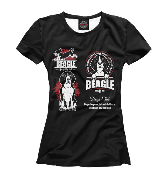 Футболка для девочек с изображением Beagle цвета Белый