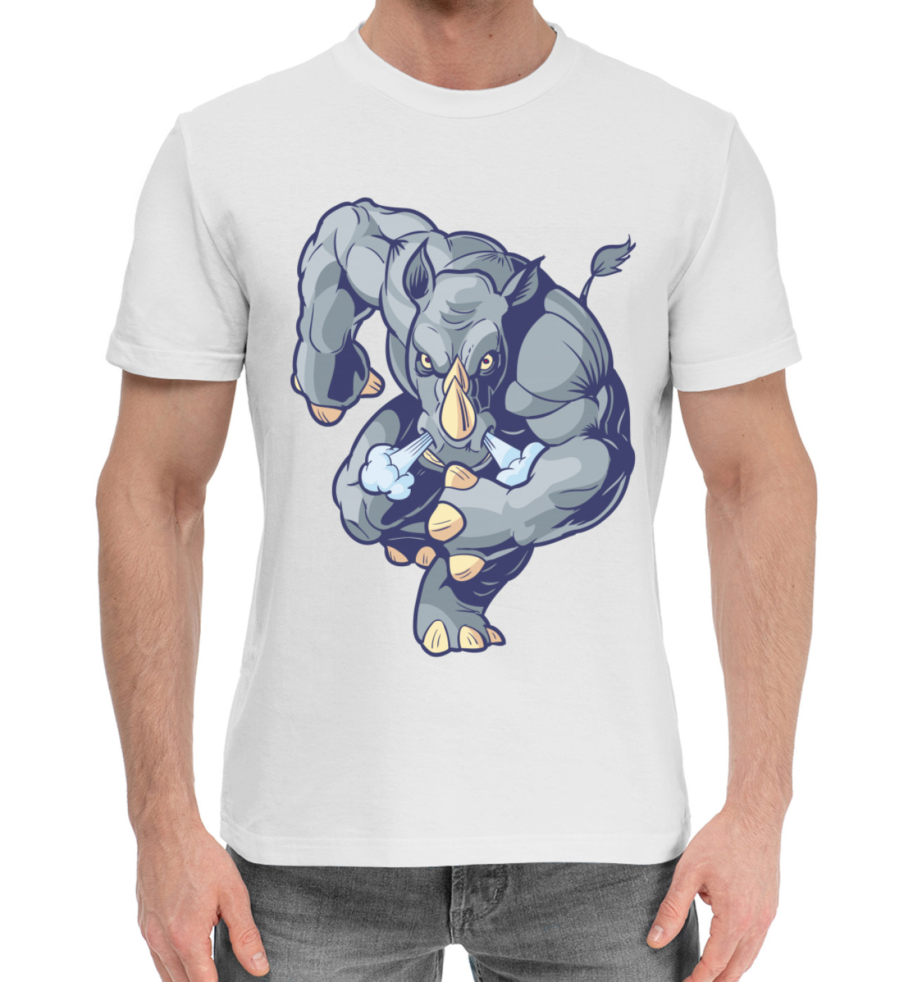 Мужская Хлопковая футболка Носорог, артикул: ZIR-796017-hfu-2