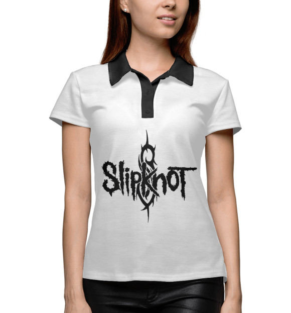 Женское поло с изображением Slipknot цвета Белый