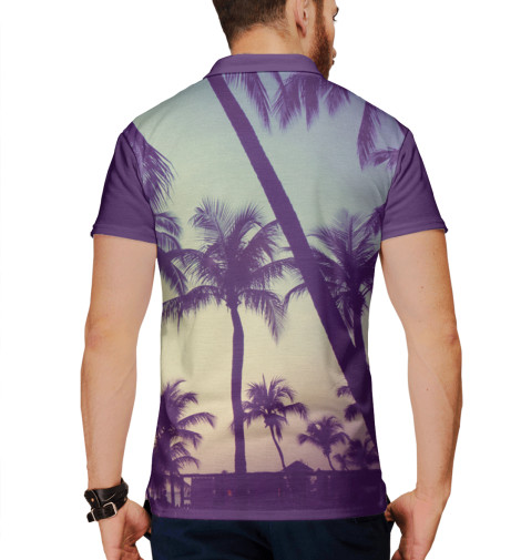 

Поло Print Bar, Белый, Пальмы