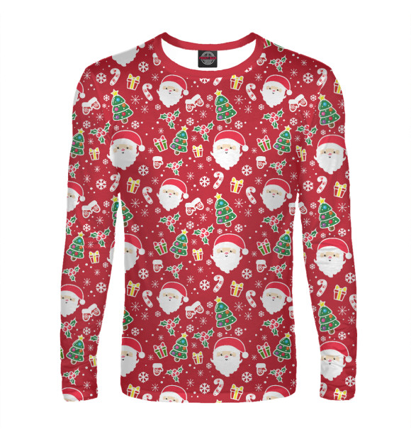 Мужской лонгслив с изображением Новый Год цвета Белый