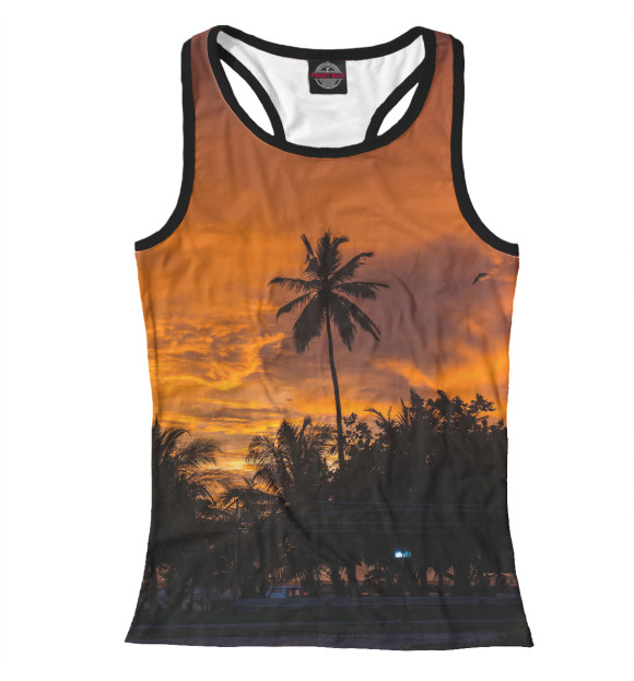 Женская майка-борцовка с изображением Пальма цвета Белый