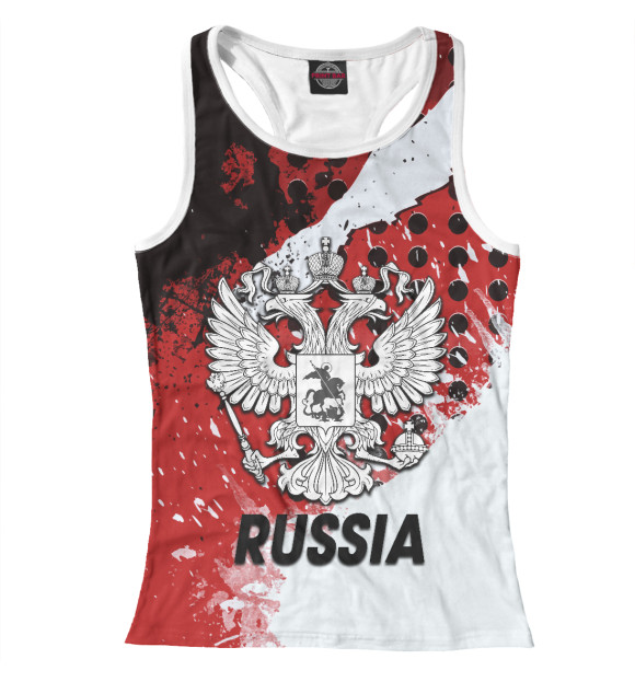 Женская майка-борцовка с изображением Символика РФ | герб империи цвета Белый