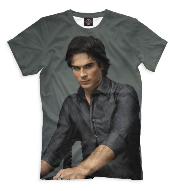Мужская футболка с изображением Дэймон Сальваторе цвета Серый