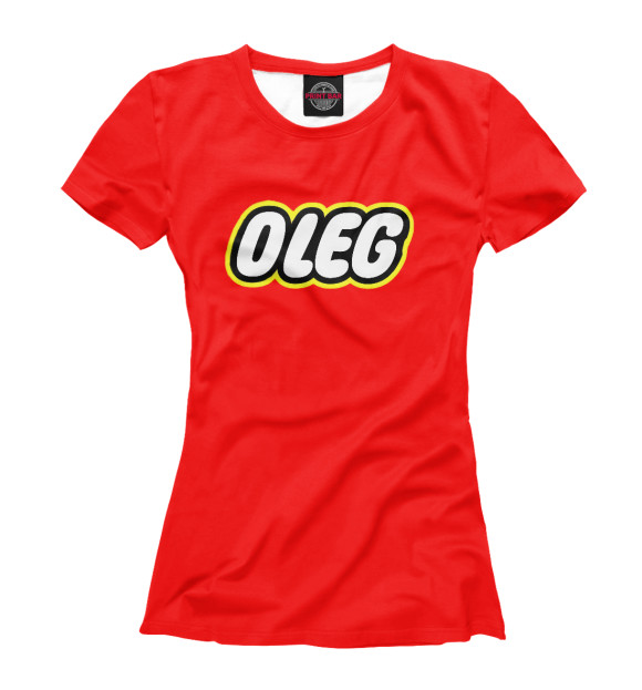Женская футболка с изображением OLEG цвета Белый