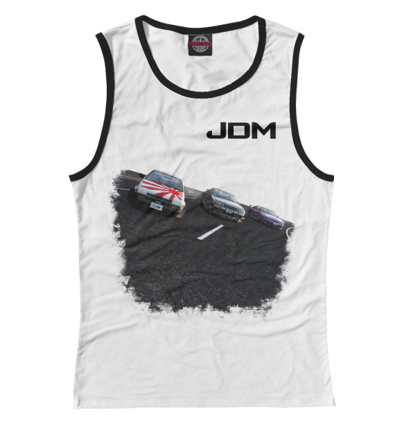 Женская майка с изображением JDM цвета Белый