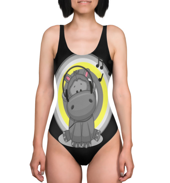 Купальник-боди с изображением Бегемотик цвета 