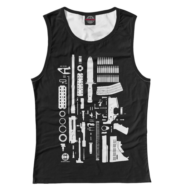 Женская майка с притом Анатомия М4 цвета Белый Женская майка с изображением Анатомия М4 цвета Белый