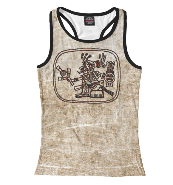 Женская майка-борцовка с изображением Петроглиф Майя цвета Белый