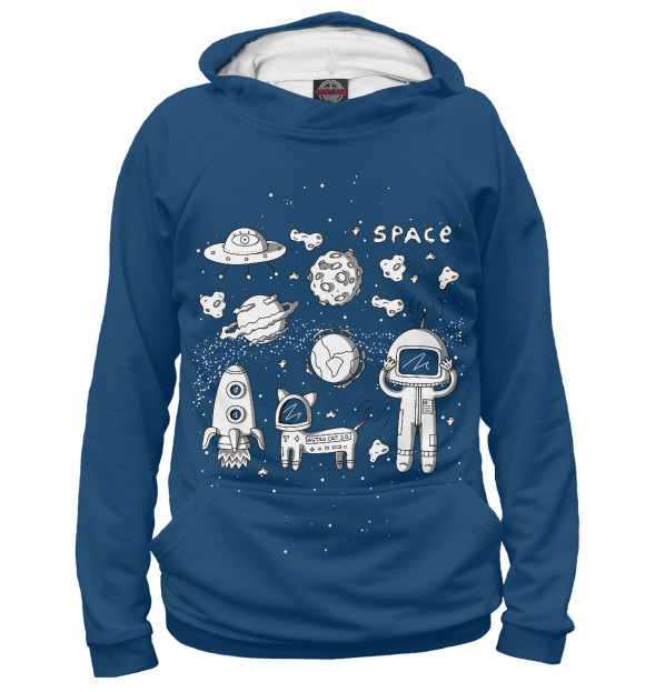 Мужское худи с изображением Space Travelling цвета Белый