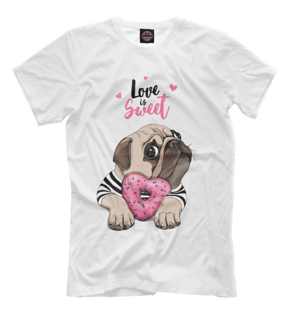 Мужская футболка с изображением Love is sweet цвета Молочно-белый