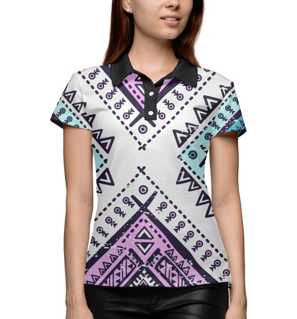 Женское поло с изображением Индейские мотивы цвета Белый