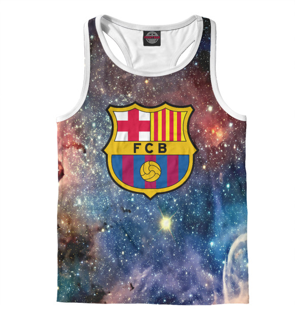 Мужская майка-борцовка с изображением ФК Барселона Cosmos цвета Белый