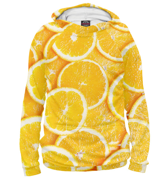 Женское худи с изображением Апельсины цвета Белый