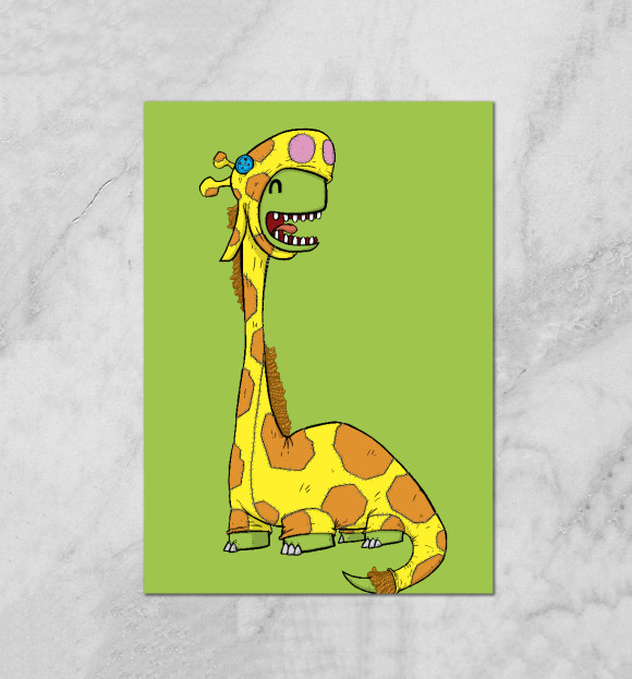 Плакат с изображением Диплодок Жираф цвета Белый