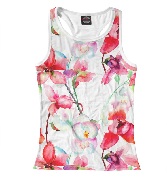 Женская майка-борцовка с изображением Орхидеи цвета Белый