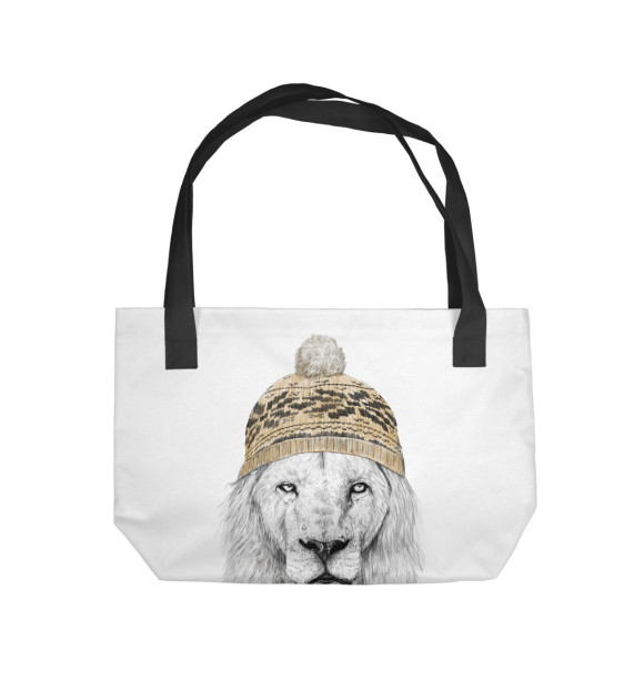 Пляжная сумка с изображением Лев в шапке цвета 