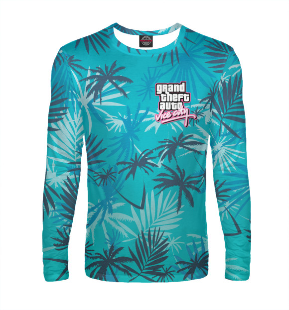 Мужской лонгслив с изображением GTA Vice City style цвета Белый