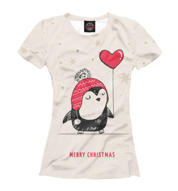 Футболка для девочек с изображением Cutie Little Penguin цвета Белый