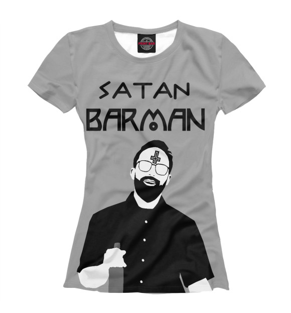 Женская футболка с изображением Satan Barman цвета Белый