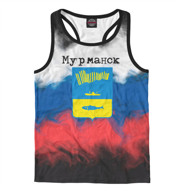 Мужская майка-борцовка с изображением Мурманск цвета Белый