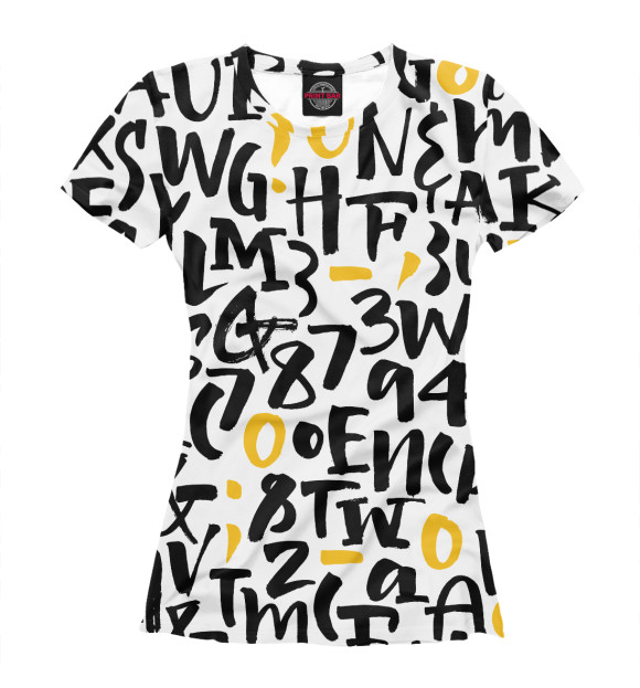 Женская футболка с изображением Alphabet цвета Белый