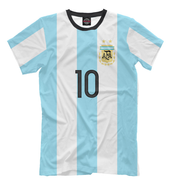 Мужская футболка с изображением Месси Форма Сборной Аргентины цвета Молочно-белый