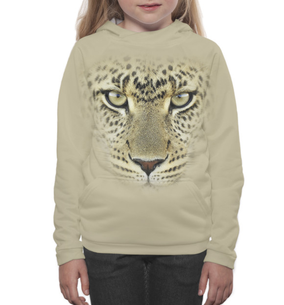 Худи для девочки с изображением Леопард цвета Белый