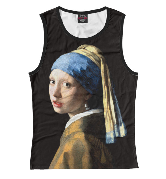 Женская майка с изображением Девушка с жемчужной серёжкой цвета Белый