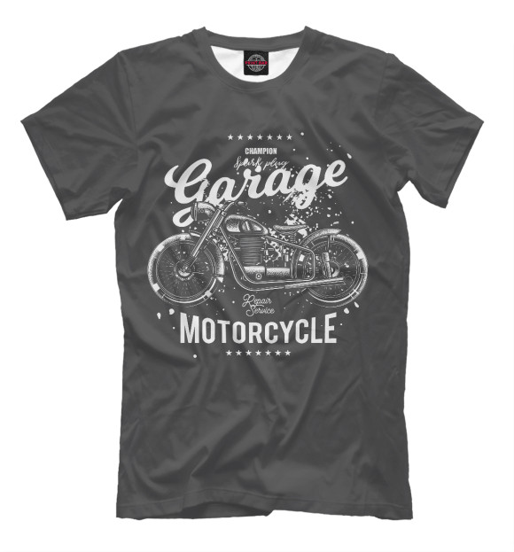 Мужская футболка с изображением Мотоцикл цвета Белый