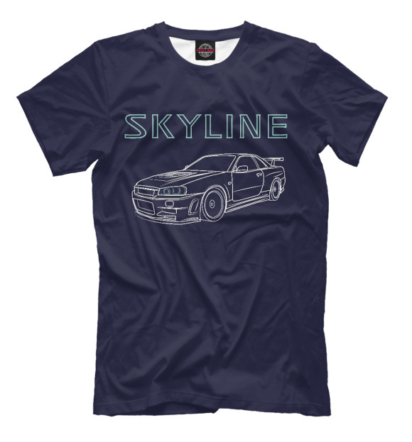 Мужская футболка с изображением Nissan Skyline R34 цвета Белый