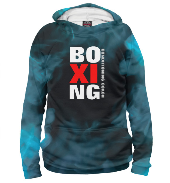 Мужское худи с изображением Boxing Coach цвета Белый