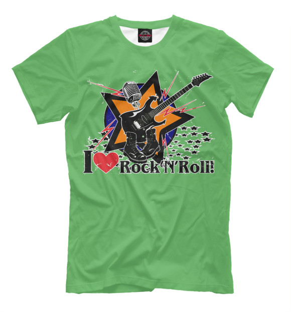 Футболка для мальчиков с изображением I love Rock-n-nRoll цвета Серый