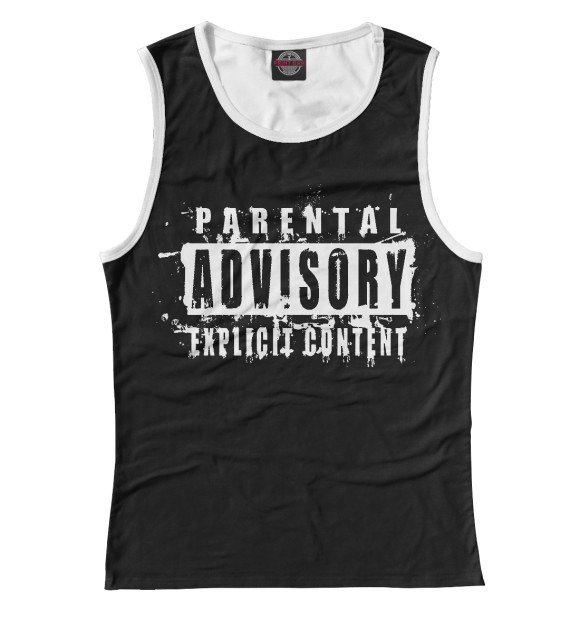 Женская майка с изображением Parental Advisory цвета Белый