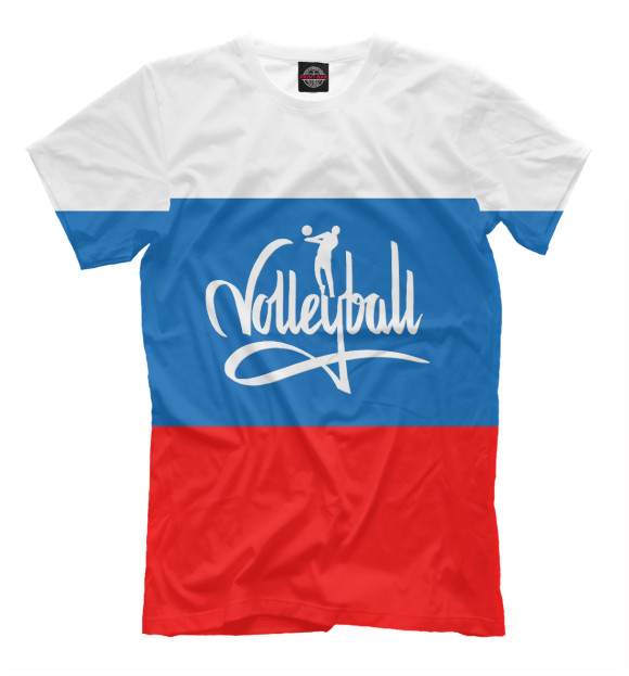 Мужская футболка с изображением Волейбол Россия цвета Молочно-белый