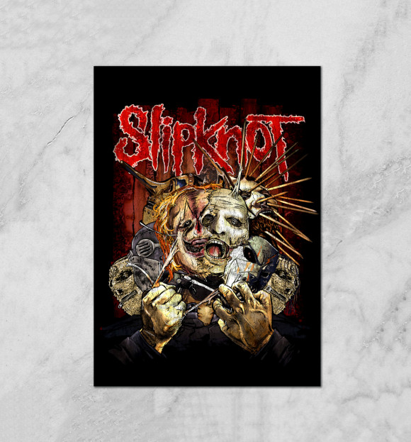 Плакат с притом Slipknot цвета Белый Плакат с изображением Slipknot цвета Белый