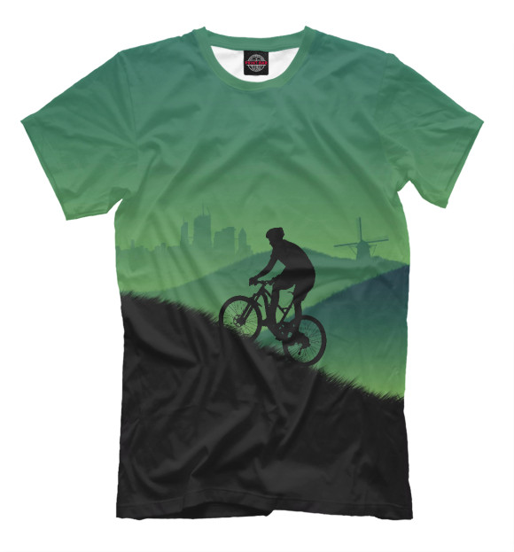 Мужская футболка с изображением Велосипедист MTB цвета Серый