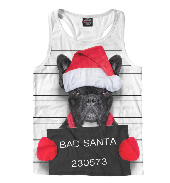 Мужская майка-борцовка с изображением Плохой Санта цвета Белый