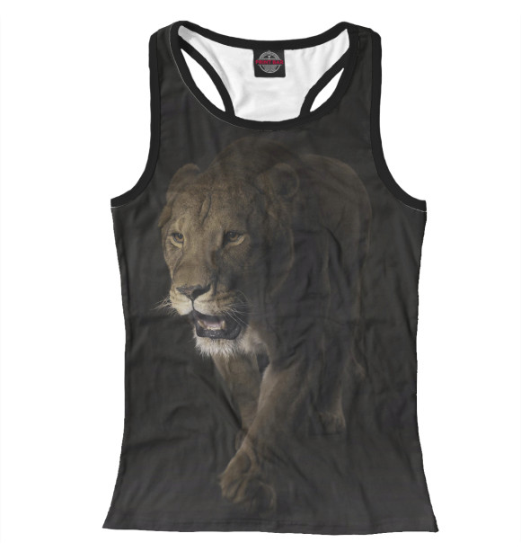 Женская майка-борцовка с изображением Львица цвета Белый