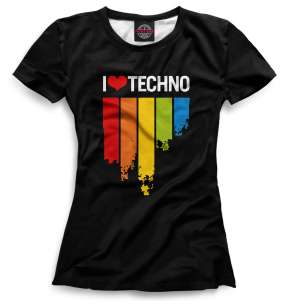 Женская футболка с изображением Techno цвета Белый