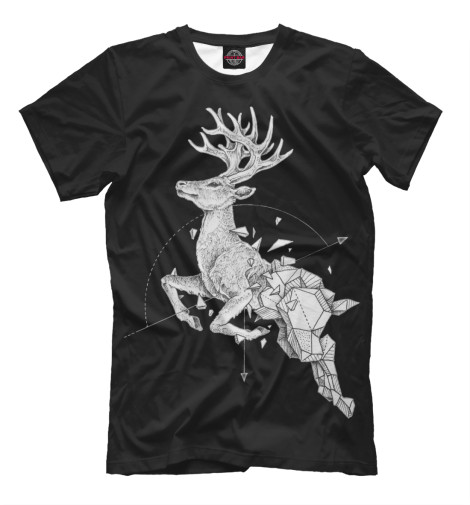 

Футболки Print Bar, Черный, Geometric dark deer