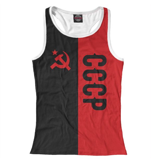 Женская майка-борцовка с изображением СССР Black&Red цвета Белый