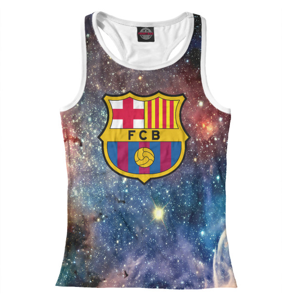Женская майка-борцовка с изображением ФК Барселона Cosmos цвета Белый