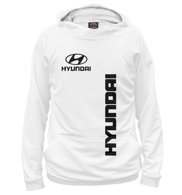 Мужское худи с изображением Hyundai цвета Белый