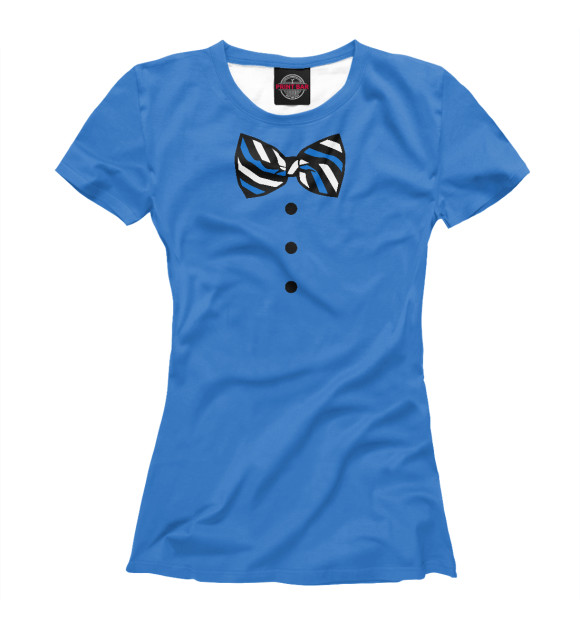 Женская футболка с изображением Галстук бабочка винт цвета Белый