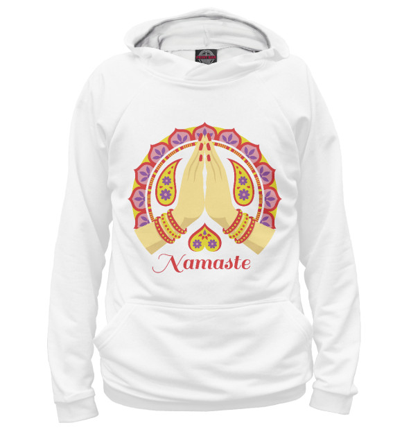 Женское худи с изображением Mandala Namaste цвета Белый