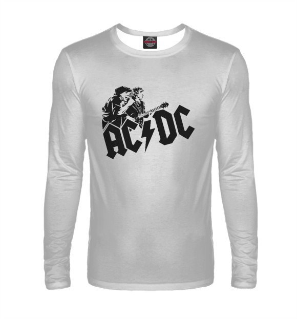 Мужской лонгслив с изображением AC DC цвета Белый