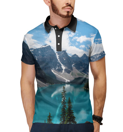 

Поло Print Bar, Белый, Озеро